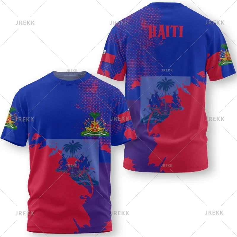 

Fashion Haiti Flag Maillot Football Jersey New Casual 3D Printed Mens Sports T Shirts Loose Quick Dry Breathable Tees Male Tops