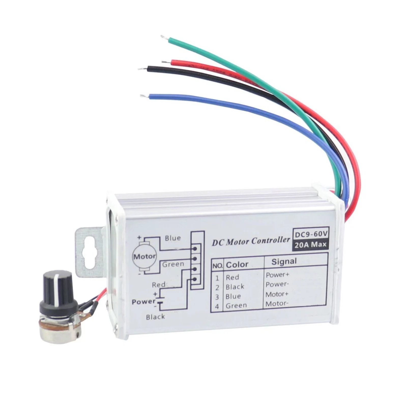 Stepless PWM DC Motor Driver Speed Controller DC 9V-60V 12V 24V 60V 20A DC Motor Controller PWM Speed Regulator