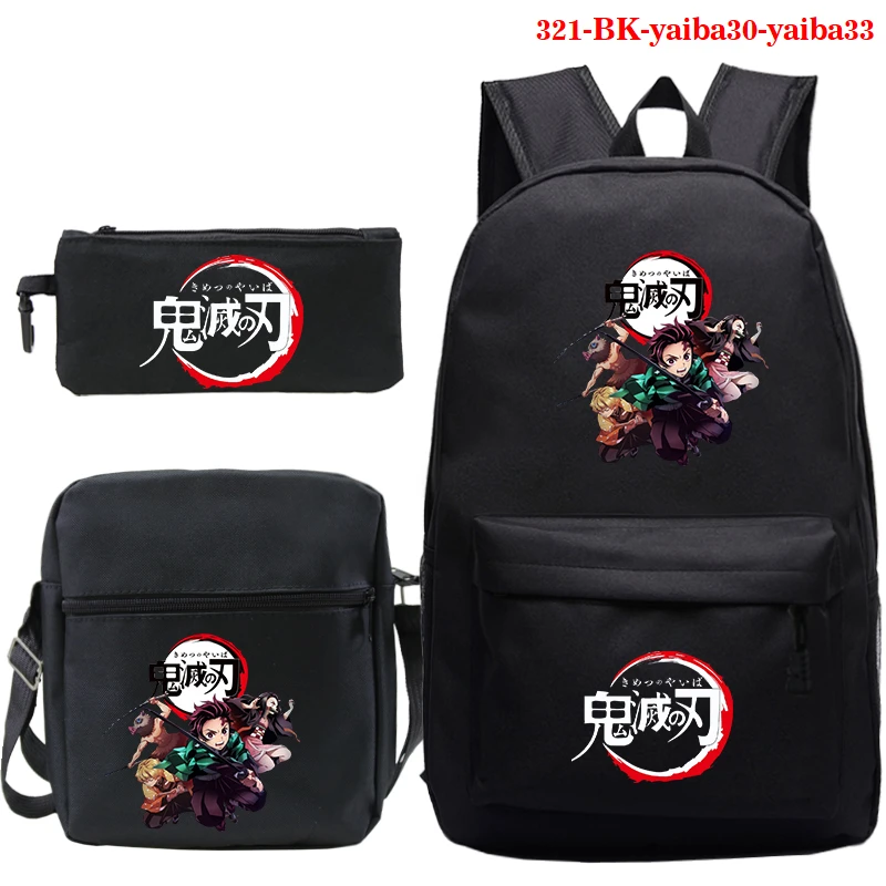 Mochilas Kimetsu No Yaiba Print 3pcs/set Anime Teens School Bag Backpacks for School Teenagers Girls Boys Anime Manga 3D Bookbag