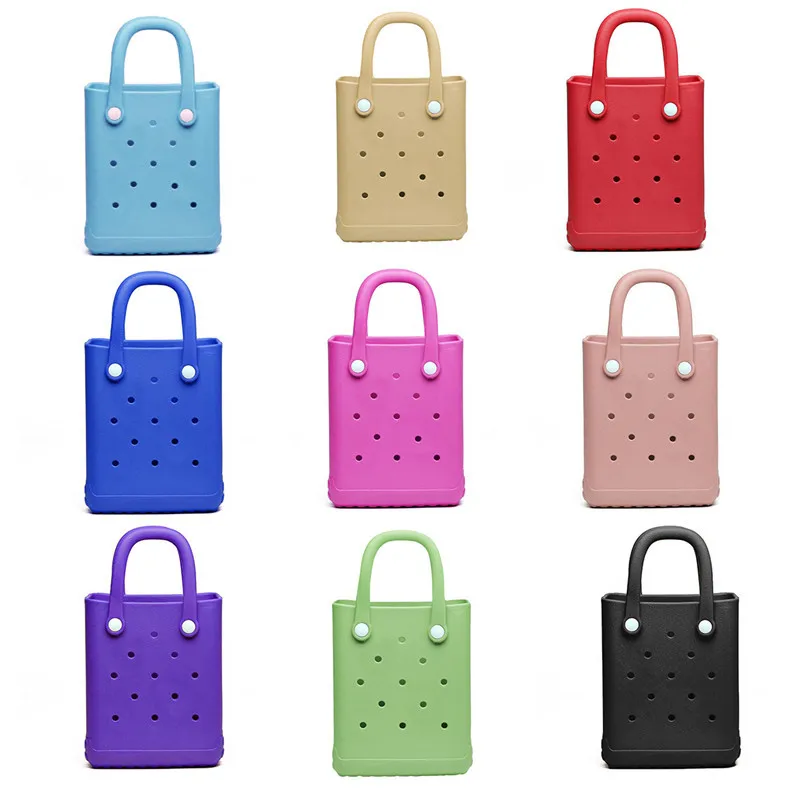 Mini Beach Bag Summer EVA DIY Waterproof Beach Basket Picnic OutdoorTravel Tote Handbag Swimming Vacation Shopping Shoulder Bags