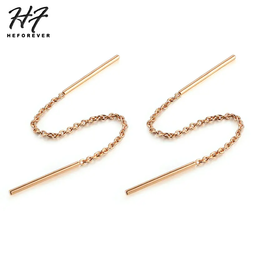 Minimalist Short Ear Line Earrings for Women Rose White Gold Color New Design Valentine's Day Present Fashion Jewelry E236