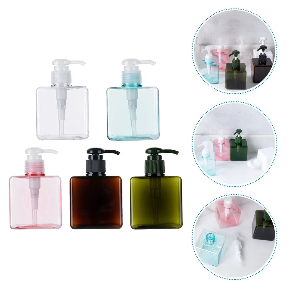5 قطع من زجاجات توزيع الشامبو القابلة لإعادة الملء مع مضخة من الفولاذ المقاوم للصدأ وتصميم مانع للتسرب لغسول الجسم أثناء السفر