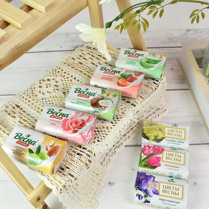 Russian Milk Tulip Scented Soap 90g, Household Cleansing Bar, Traditional Formula & Gentle Care