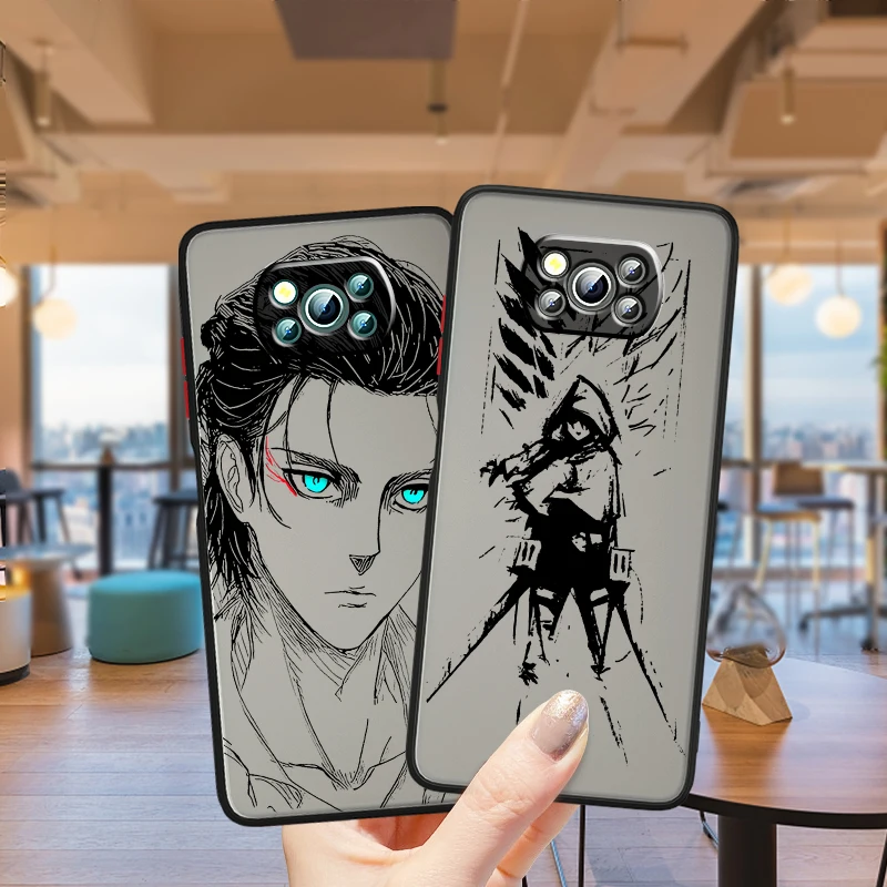 

Attack On Titan Art Hot Frosted Translucent For Xiaomi Mi Poco X5 X4 X3 M6 M5S M5 M4 M3 F5 F4 F3 GT Pro 5G Cover Phone Case