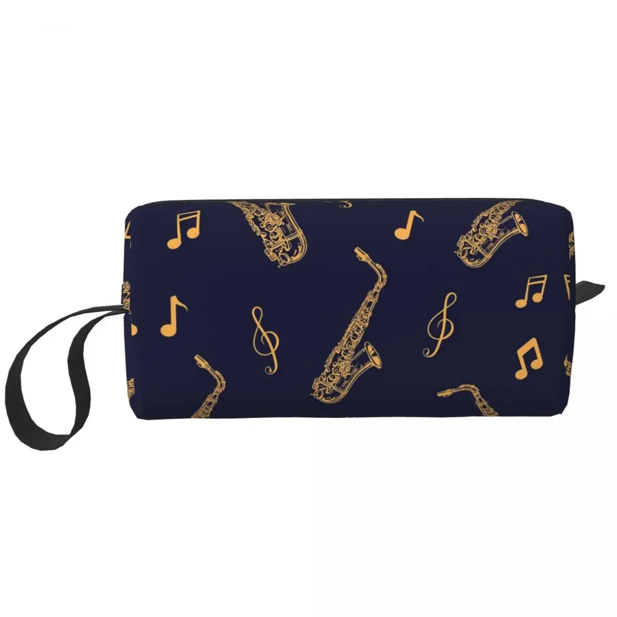 Musical Saxophone Makeup Bag Cosmetic Organizer Storage Dopp Kit Toiletry Cosmetic Bag for Women Beauty Travel Pencil Case