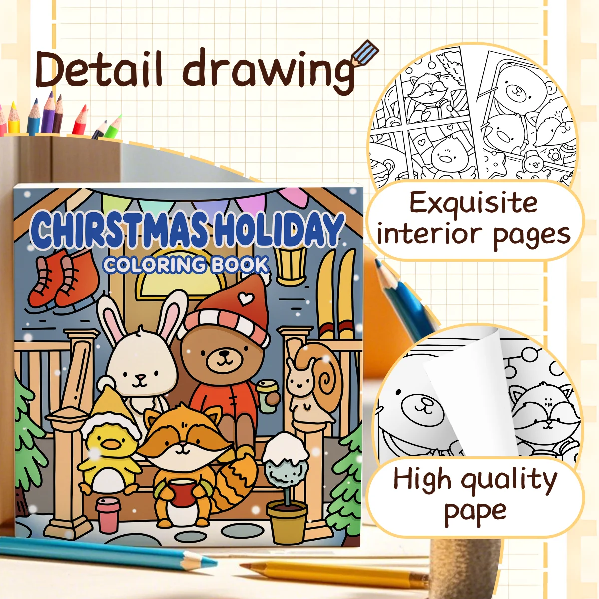 كتاب تلوين لعطلة عيد الميلاد للبالغين يتميز بأنماط كرتونية جريئة وسهلة للاسترخاء للأطفال كتب رسم ذاتية الصنع