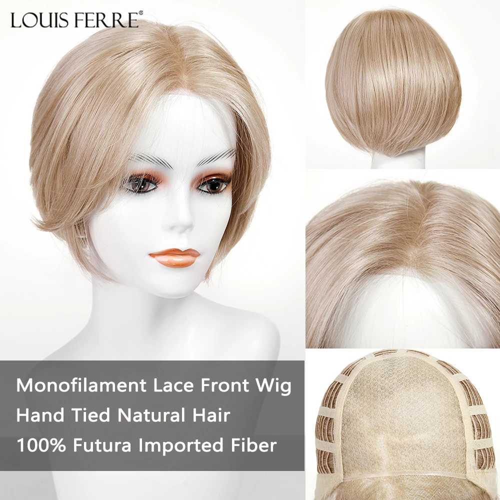 

Short Blonde Bob Hair Monofilament Top Lace Front Wigs for Women Free Parting Natural Looking Heat Resistant 100% Futura Wig