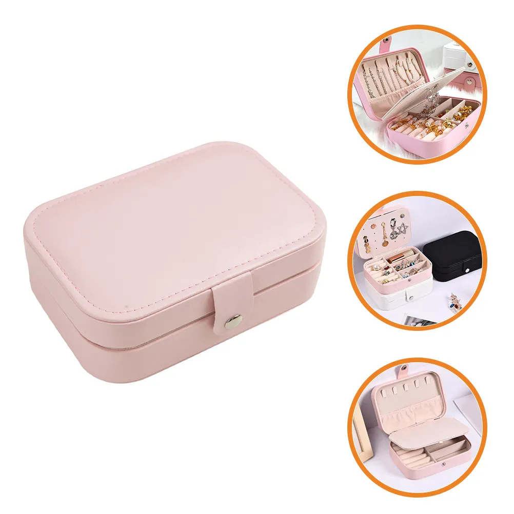 

PU Jewelry Box Small Large Capacity Portable Organizer Case Travel Storage for Rings Earrings Necklaces Bracelets Women