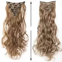 Clip In Hair Extensions 7 PCS Full Head 22 Inch Long Curly Wavy  For Women Girls Hair Synthetic Wig Hairpieces 3