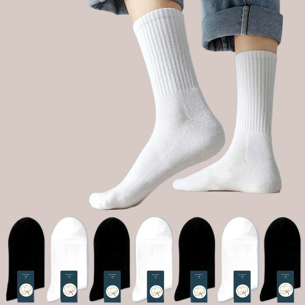 

10/20 Pairs New High Quality Fashion Men's Cotton Socks Sweat-absorbing Mid Tube Sports Socks Breathable Women Male Middle Socks