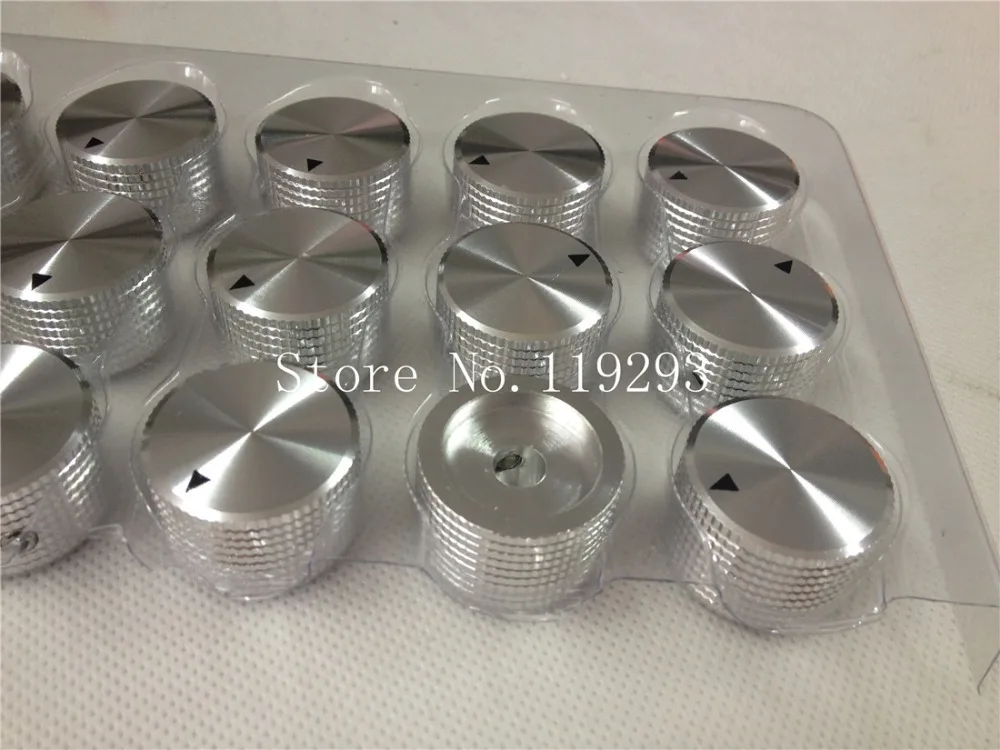 [BELLA] อลูมิเนียมเงินอลูมิเนียม Potentiometer HiF ลูกบิด 6 มม.6.4 มม.25MMX15MM--10 ชิ้น/ล็อต