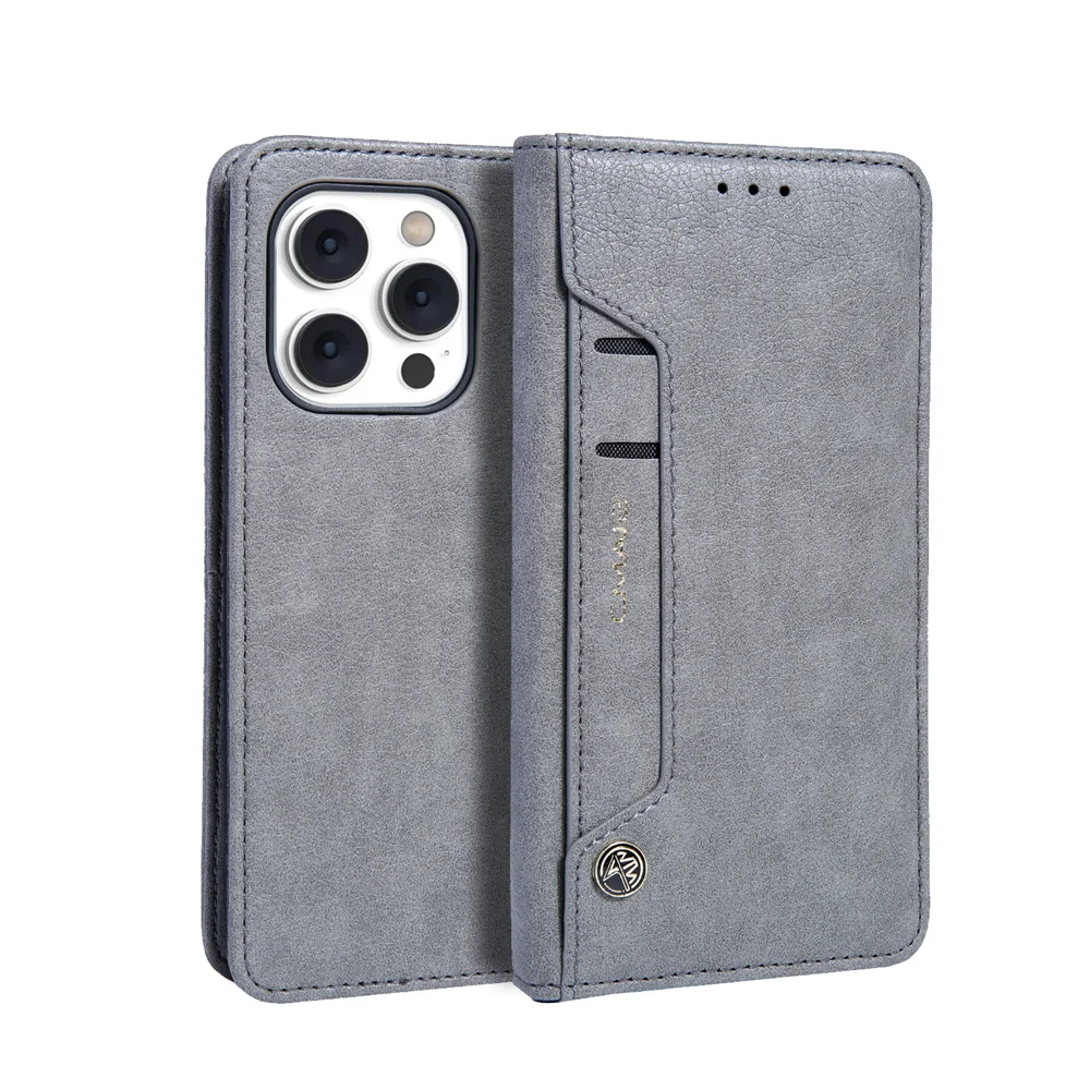 CMAI2 Luxury Card Pocket Business Leather Case for iPhone 15 15 Pro 15 Plus 15 Pro Shockproof Max Magnetic Flip Cover Funda Capa