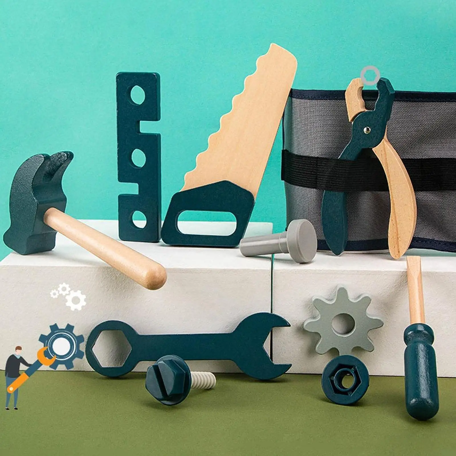 Ensemble d'outils pour enfants, outils pour garçons et filles, ensemble de jeu de simulation en bois, jouets de jeu de rôle, outils de Construction pour bricolage