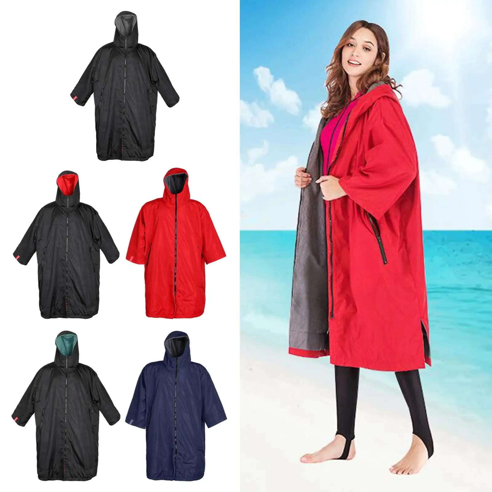 

Surf Changing Robe Jacket Coat Quick Drying Jacket Weatherproof Cloak Outwear Surf Changing Robe Jacket Swim Parka Windbreaker