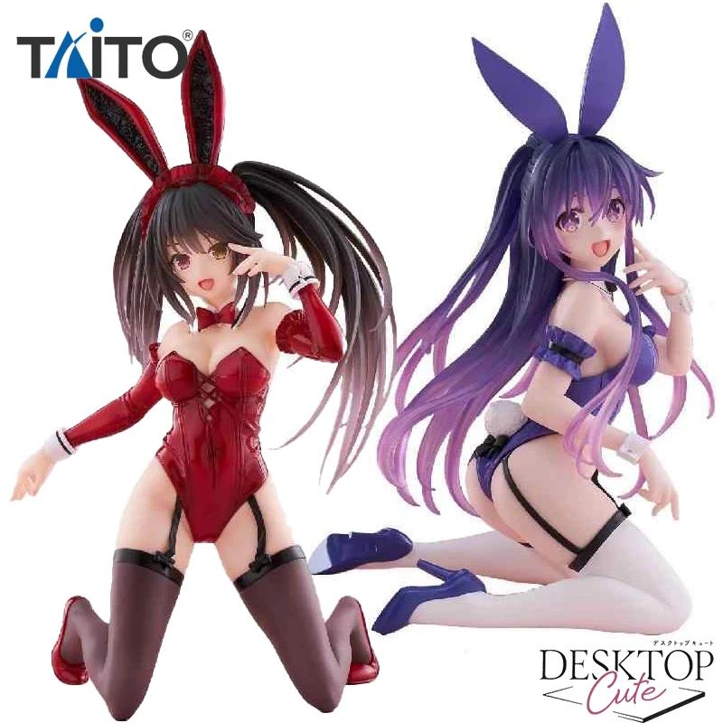 In Stock TAiTO Desktop Cute DATE ALIVE IV Tokisaki Kurumi Yatogami Tohka Bunny Girl Ver. PVC 13CM Anime Actiefiguren Model Speelgoed