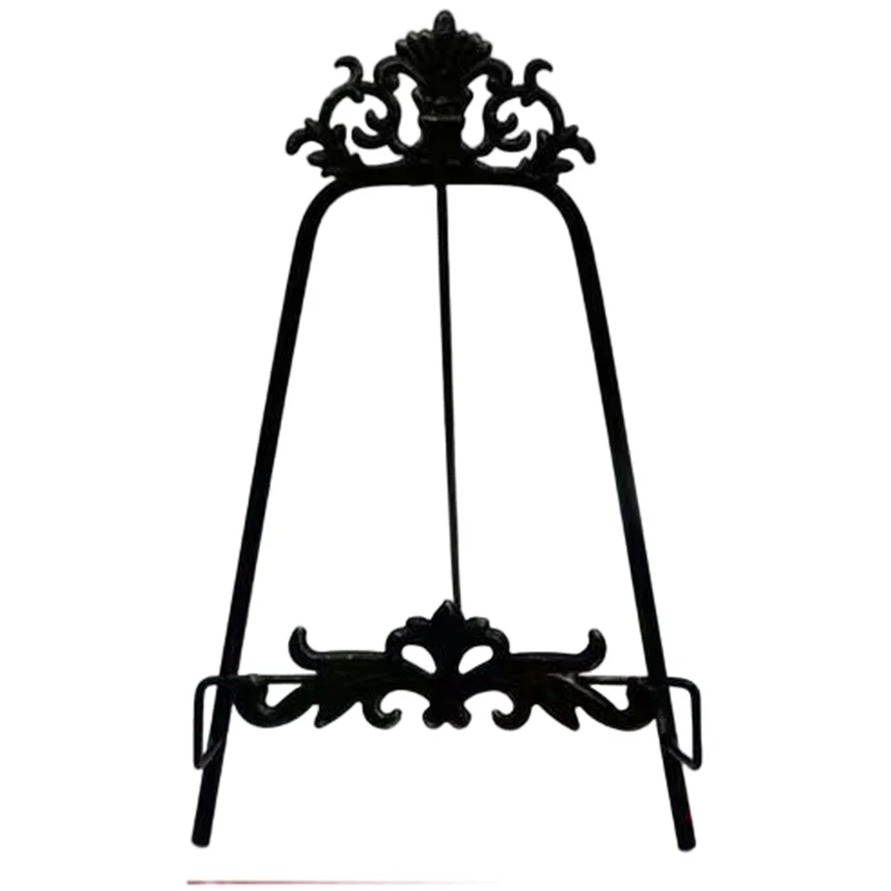 Vintage Iron Foldable Display Stand for Picture Frames Tea Cakes Artwork European for retro Style Black 23x22x35.5cm