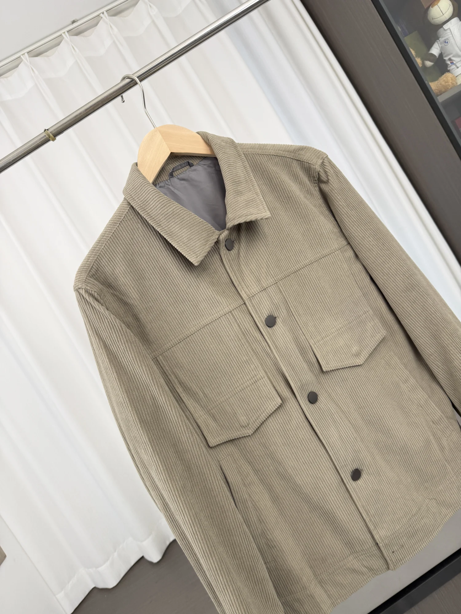 Retro Texture Corduroy Jacket Men's Casual Collar Autumn Winter Outerwear Breathable Standard Fit Fashion Urban Style Long Sl...