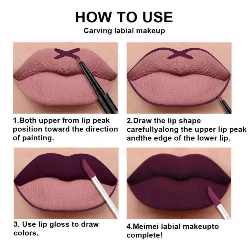 3-delige Zwarte En Rode Matte Lipliner En Vloeibare Lippenstift Set Voor Dames Langdurige Lippenstift 24 Uur Per Dag Waterdicht