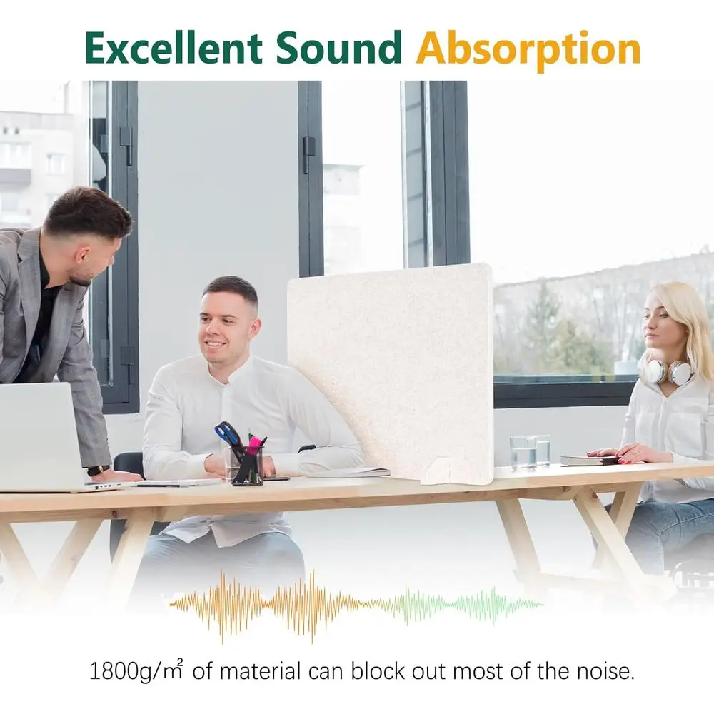 DOLLAR BOSS 2 قطعة فواصل مكتبية صوتية 24 بوصة × 20 بوصة، لوحات خصوصية قائمة بذاتها عازلة للصوت للطاولة، جزء سطح المكتب لتقليل الضوضاء #3