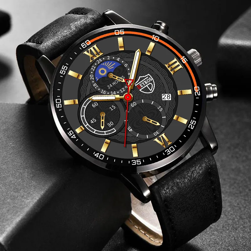 Luxury Fashion Men\'s Sports Watches Men Business Stainless Steel Quartz Watches Man Casual Leather Watch Relogio Masculino