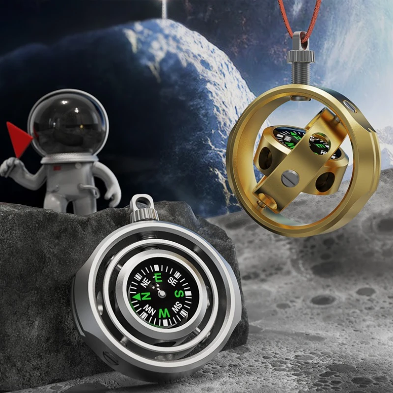 New Compass Fidget Spinner 3D Rotation Decompression Aluminum Alloy Hand Spinner Outdoor EDC Adult Fidget Toys