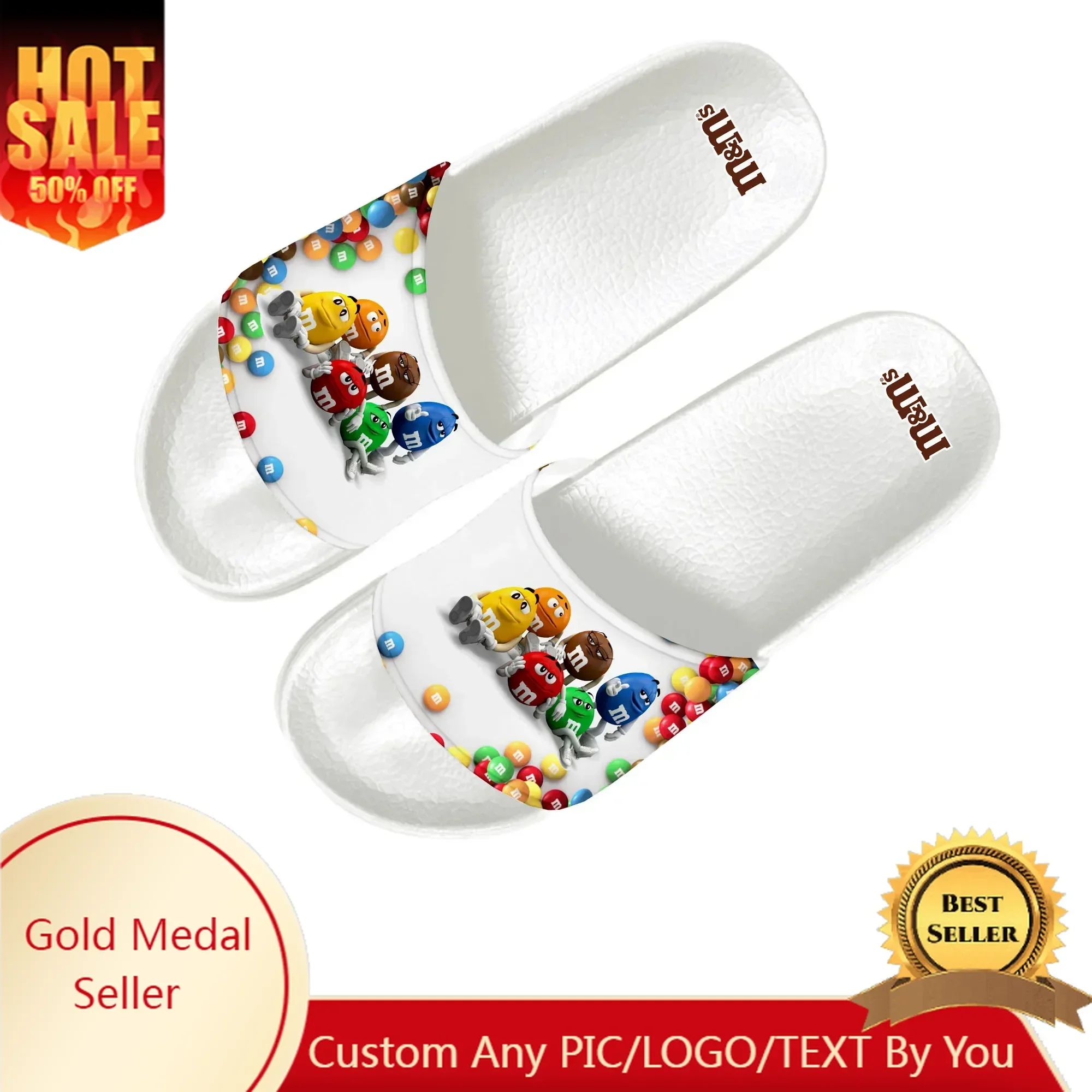 

M Chocolate Cartoon Sweet Slippers Home Water Shoes Men Women Teenagers Beach Pool Sandals Custom Made Summer Slipper