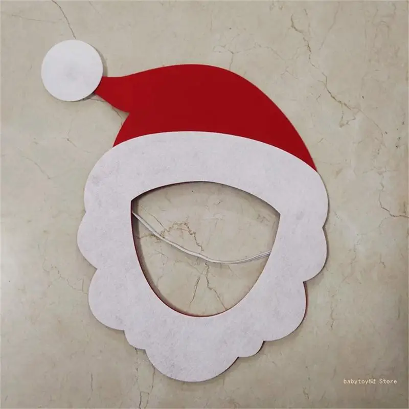 Y4UD Portable Easy to Wear Santa Mask Decoratio for Christmas Party and Festivities