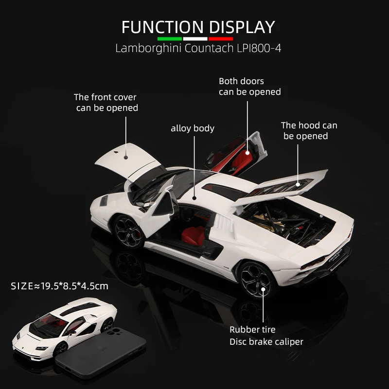 Bburago 1:24 Lamborghini Countach LPI 800-4 Classic Replica Super Car Alloy Die Cast Vehicles Model Collectible Gift