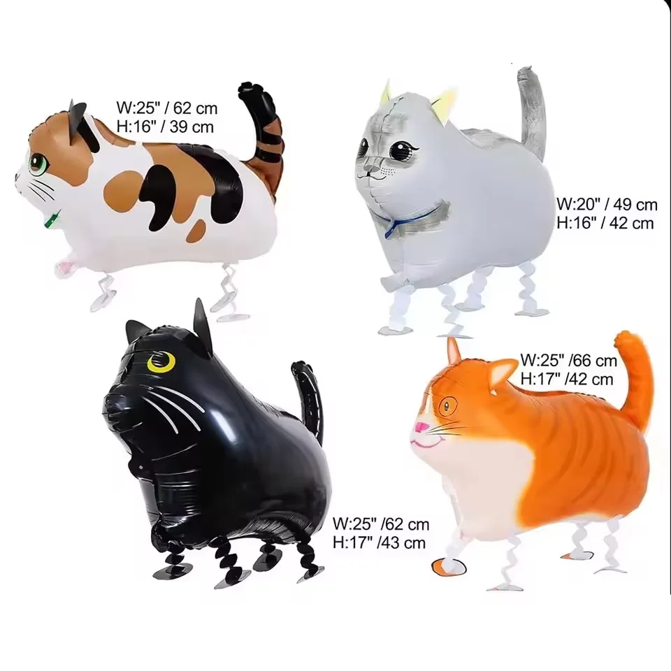 4 Stück Laufende Katzenballons Tierische Haustier-Katzenballons für Kindergeburtstage Haustier-Katzen-Themen Geburtstagsparty-Dekorationen – Detail 2