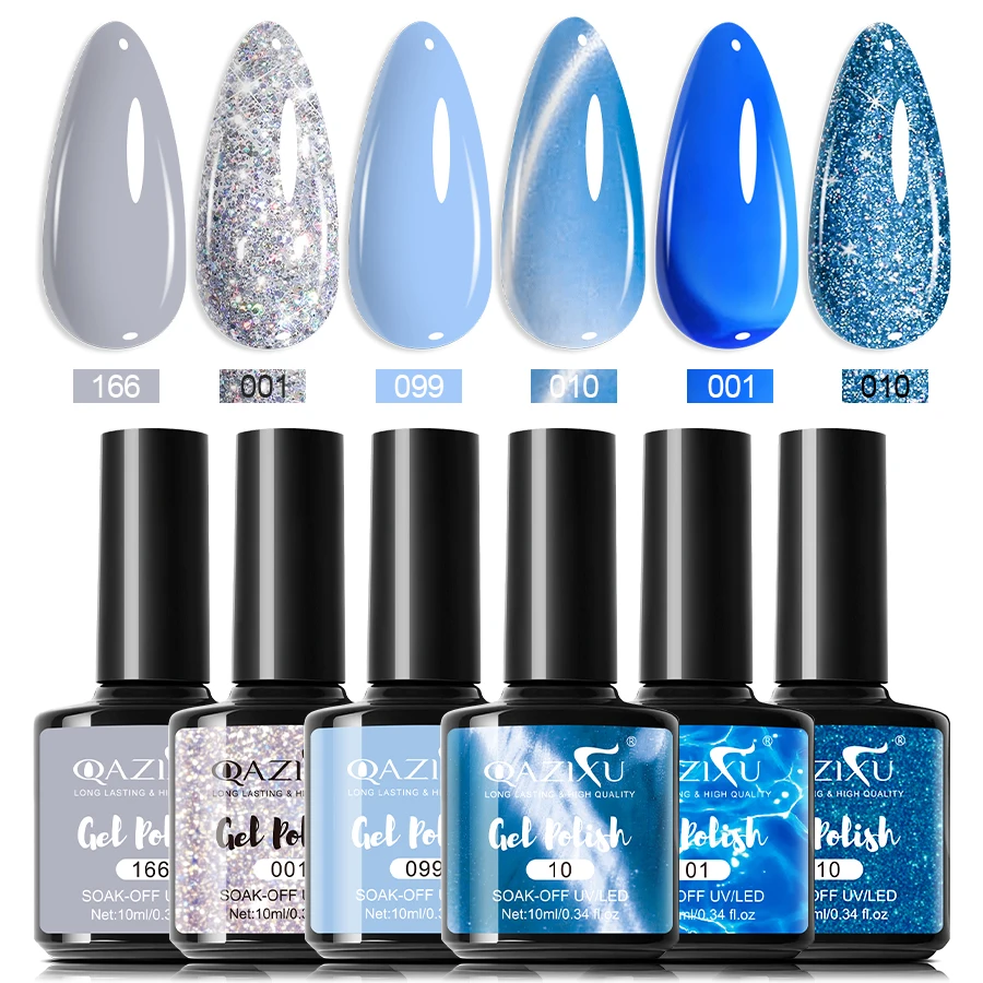 مجموعة طلاء أظافر جل مكونة من 6 قطع، مجموعة أدوات طلاء أظافر جل بلون شعبي للبحر الأزرق، طلاء جل بالأشعة فوق البنفسجية لصالونات الأظافر المنزلية DIY