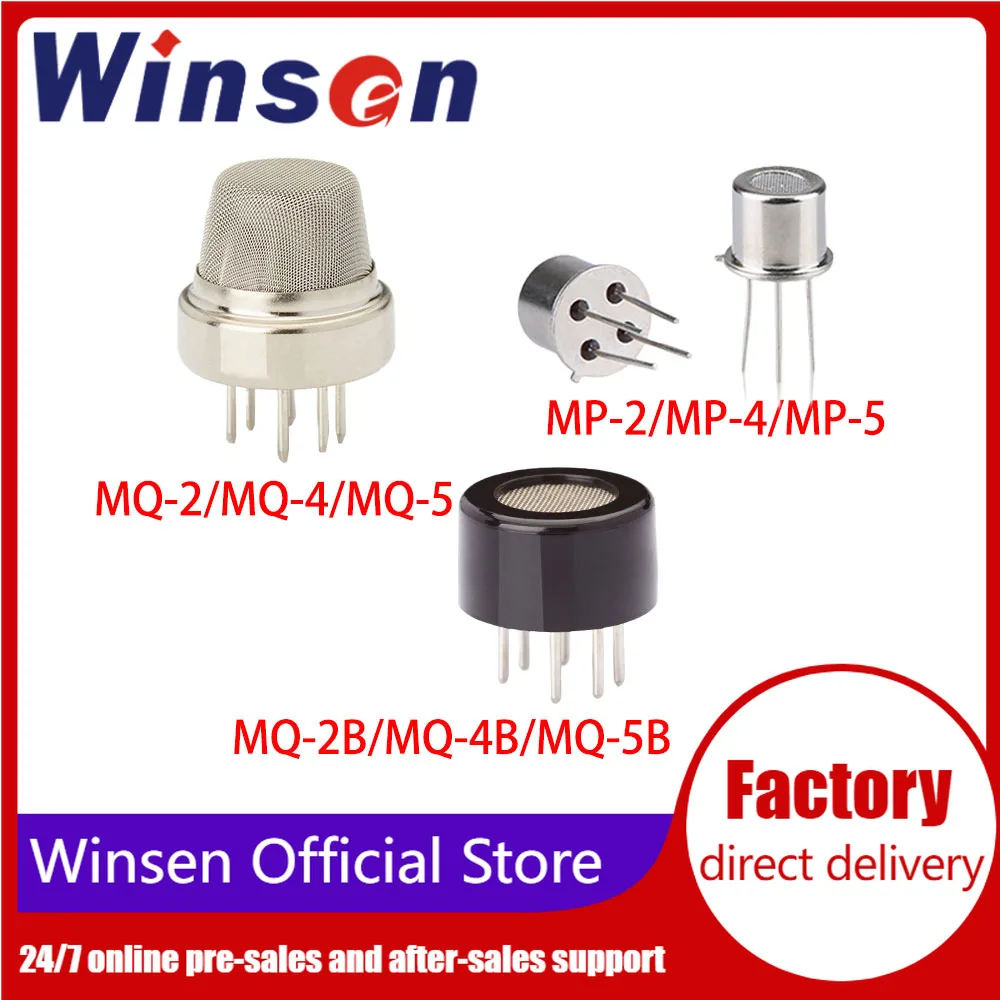 10pcs Winsen MQ-2/MQ-2B/MQ-4/MQ-4B/MQ-5/MQ-5B/MQ-8/MQ-8B/MP-2/MP-4/MP-5 CH4 Sensor for Flammable Gas Detection