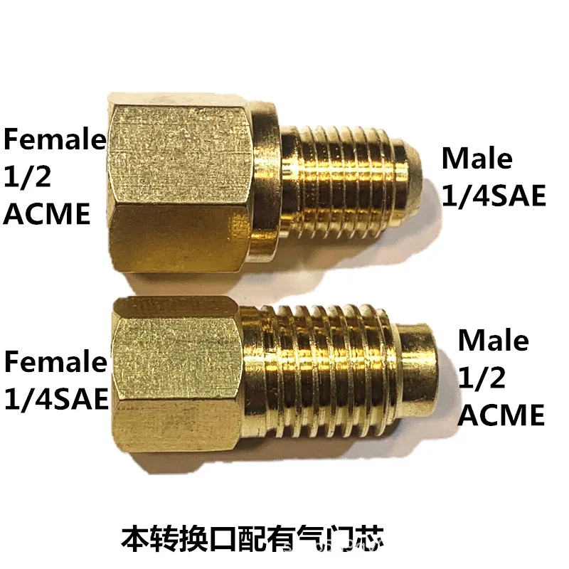 Copper Refrigeration Conversion Adapter 1/2ACME-1/4SAE Vacuum Pump Connector for Air Conditioner