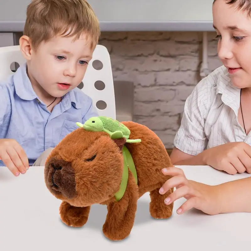 Capivara animais de pelúcia bonito animal elétrico capivara brinquedo com tartaruga mochila capivara plushies brinquedo elétrico engraçado por 3 anos