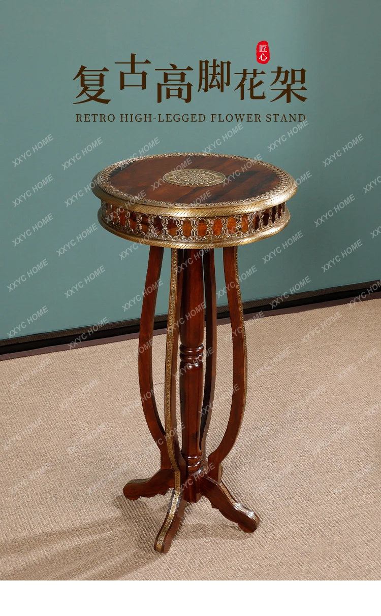 

L Solid Wood Flower Stand Storage Rack Balcony Floor-Standing Home Living Room Flower Stand Jardiniere