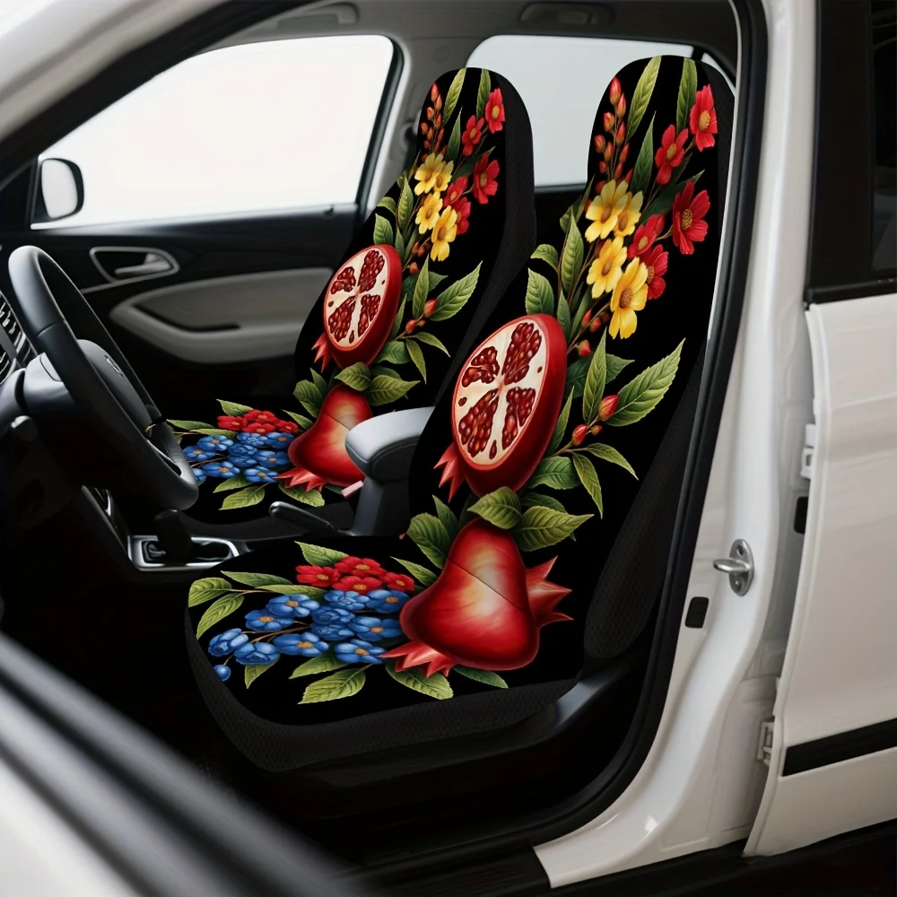 قطعتان، مناسبة عالمية للسيارة، سيارات الدفع الرباعي، سيدان، شاحنة الأزهار الرمان النباتية غرامة الفن طباعة مقاعد السيارة يغطي للنساء والرجال، Du