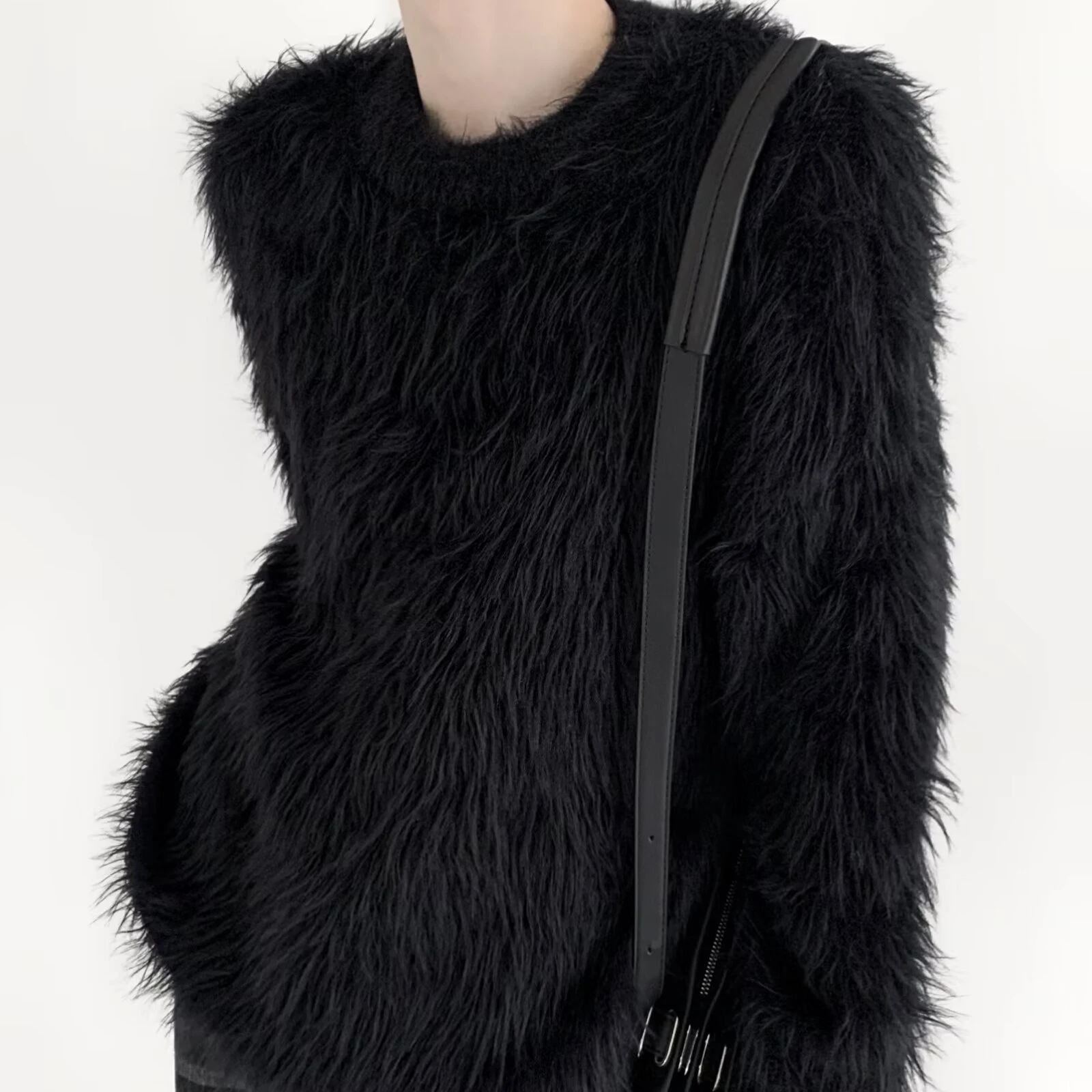 

Loose Fit Men's round Ne Knitwear Autumn Winter plus Size 300 Pou Hong Kong Sle Casual Color Outerwear