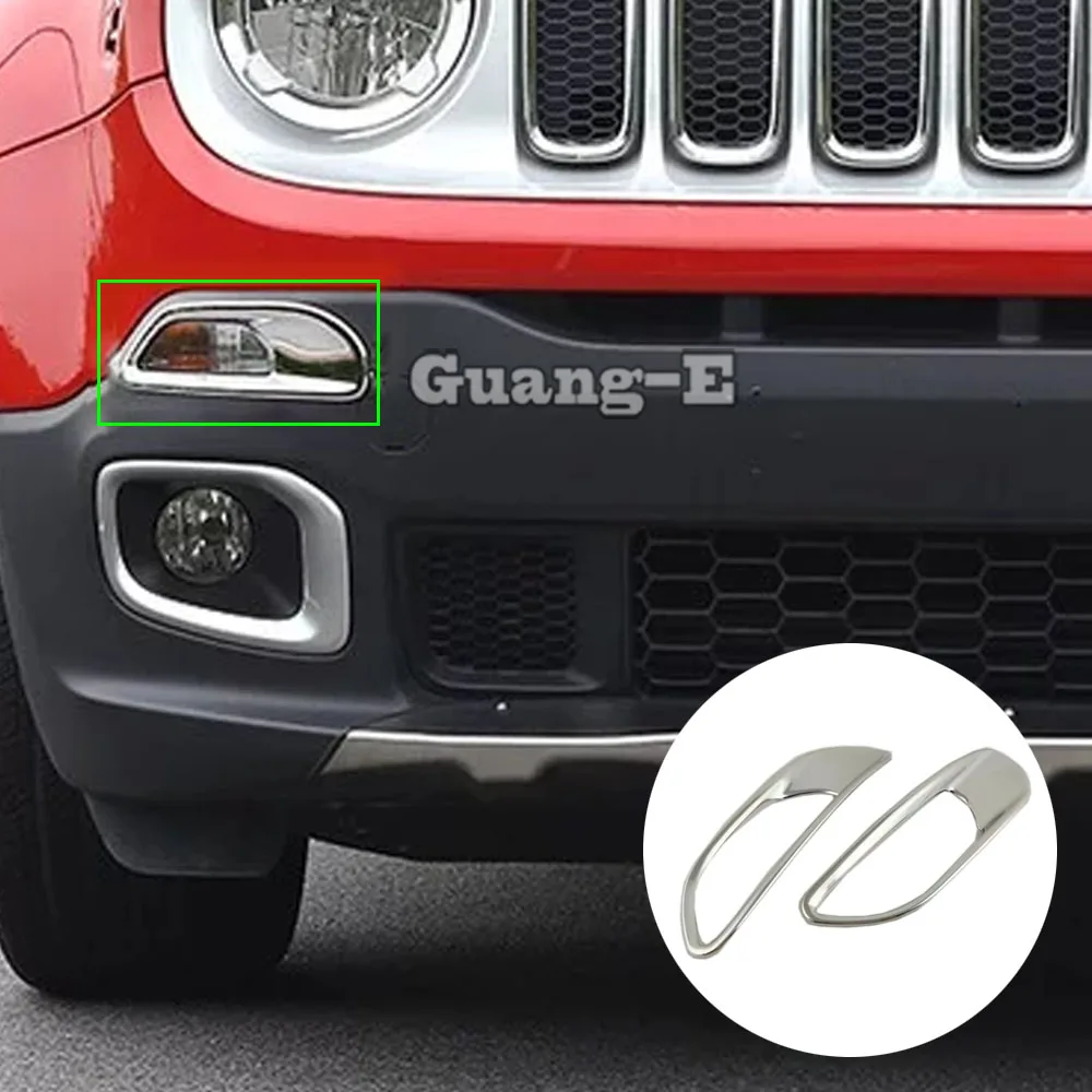 For Jeep Renegade 2016 2017 2018 2019 2020 2021 Car Cover Detector ABS Chrome Front Fog Daytime Running Light Lamp Trim Frame