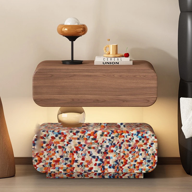 Cream Style Creative Round Bedside Table Vintage Light Luxury Nights Table Storage Modern Muebles De Dormitorio Home Furniture