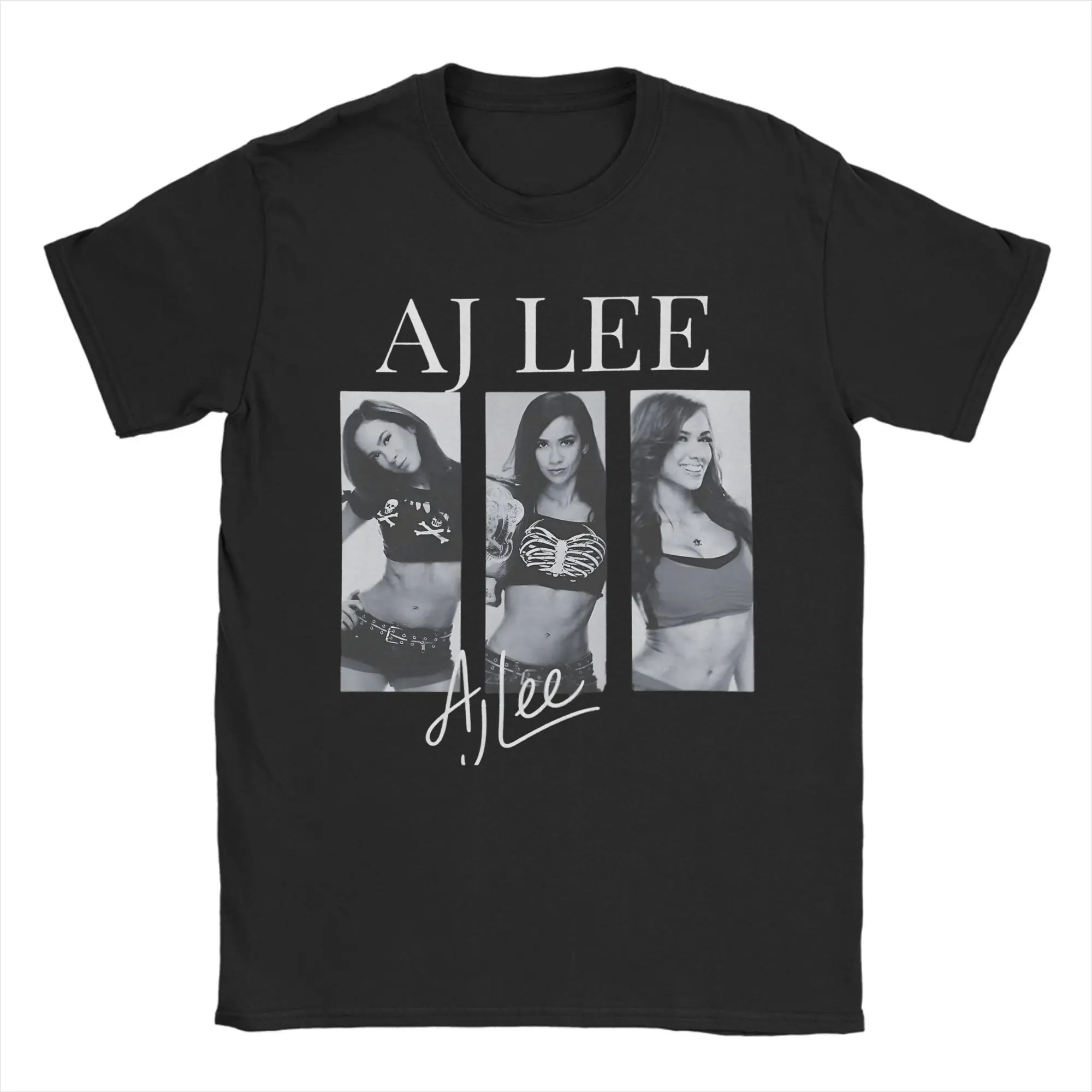 Men AJ Lee Girl Strong Wrestling T Shirts  100% Cotton Clothes Funny Short Sleeve Round Collar Tee Shirt Birthday Gift T-Shirts