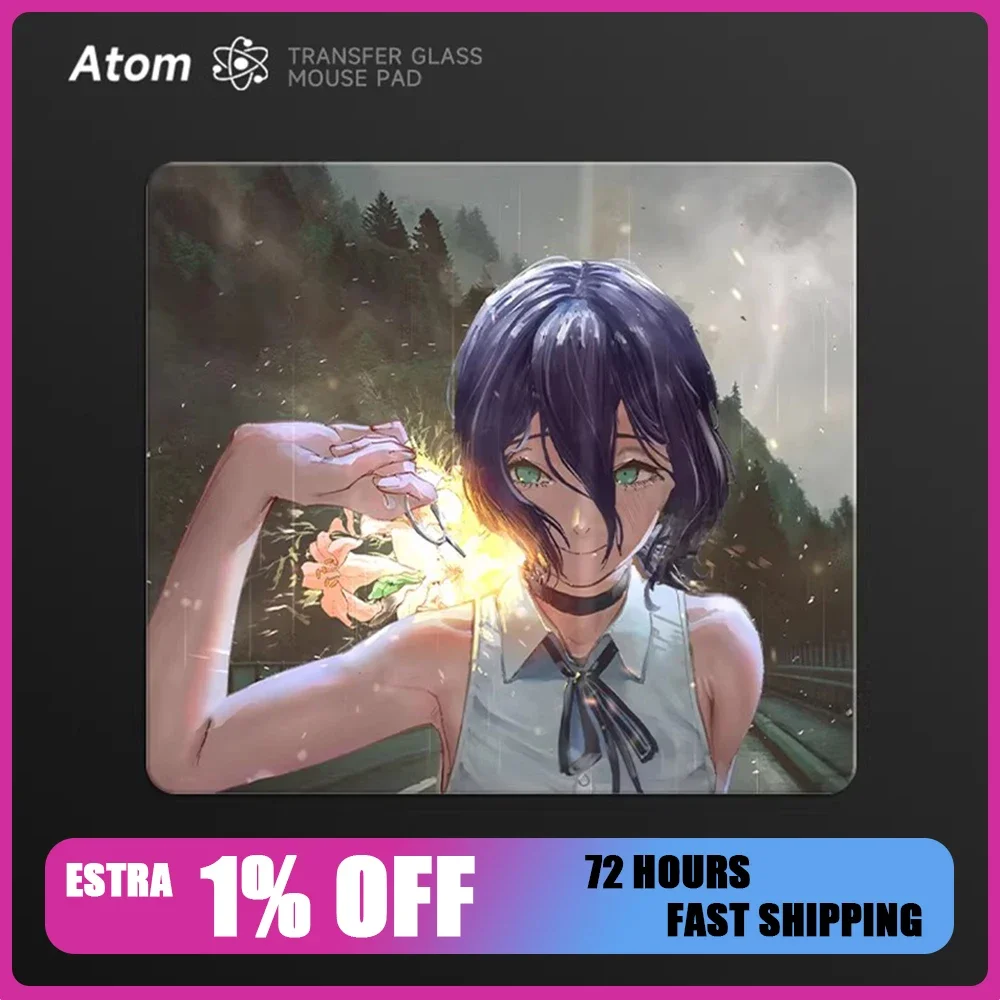 ATOM TRANSFER Glass Mousepad FPS Smooth and Speed Mouse Pad Dirt-resistant and Durable Coated Surface For TTK APEX CSGO PC Gifts