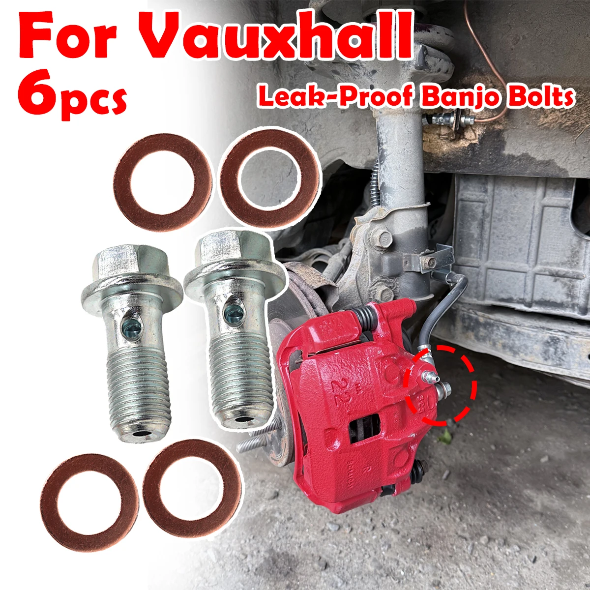 

1/2kit Rear Left Right Caliper Hose Lines Banjo Bolts Copper Sealing Washers For Vauxhall Astra K 2015-2022 Insignia A 2008-2017