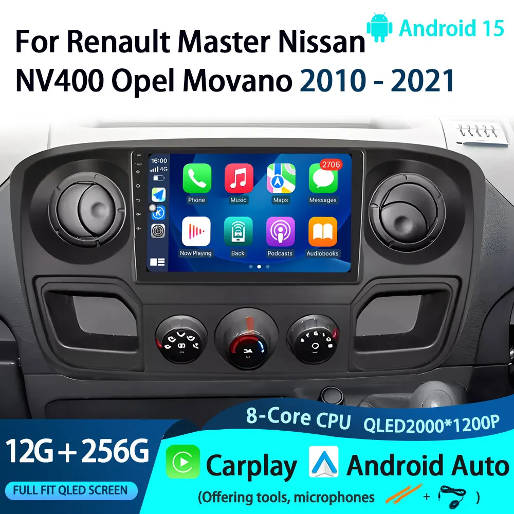 

Car Android 15 For Renault Master Nissan NV400 Opel Movano 2010 - 2021 Navigation Touch Screen Multimedia Player Head Unit GPS