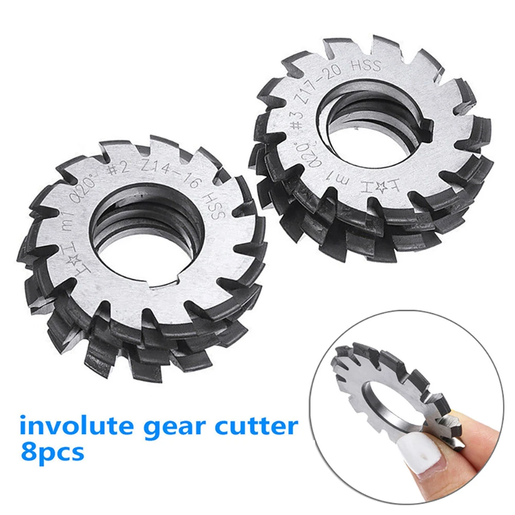

High Quality M1 Bevel Gear PA20 Part Portable Practical 8pcs/set 8x About 22mm Accessories Involute Gear Cutter