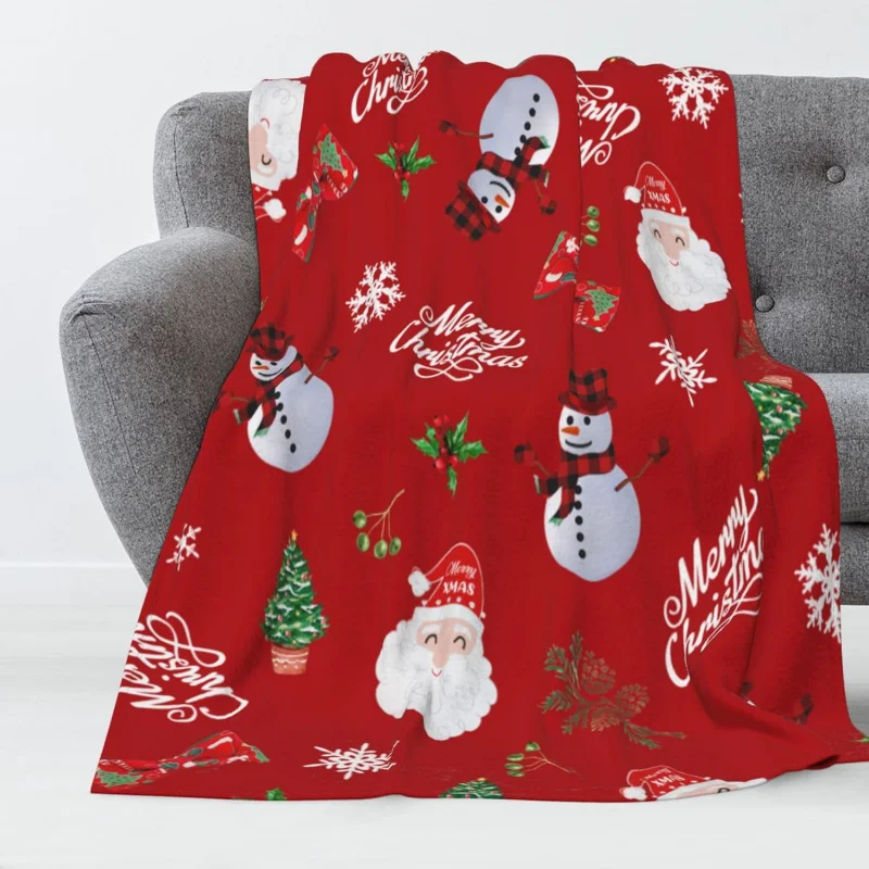 

New luxury plush Christmas snowman patterned blanket cover suitable for sofa beds, living rooms, autumn and winter