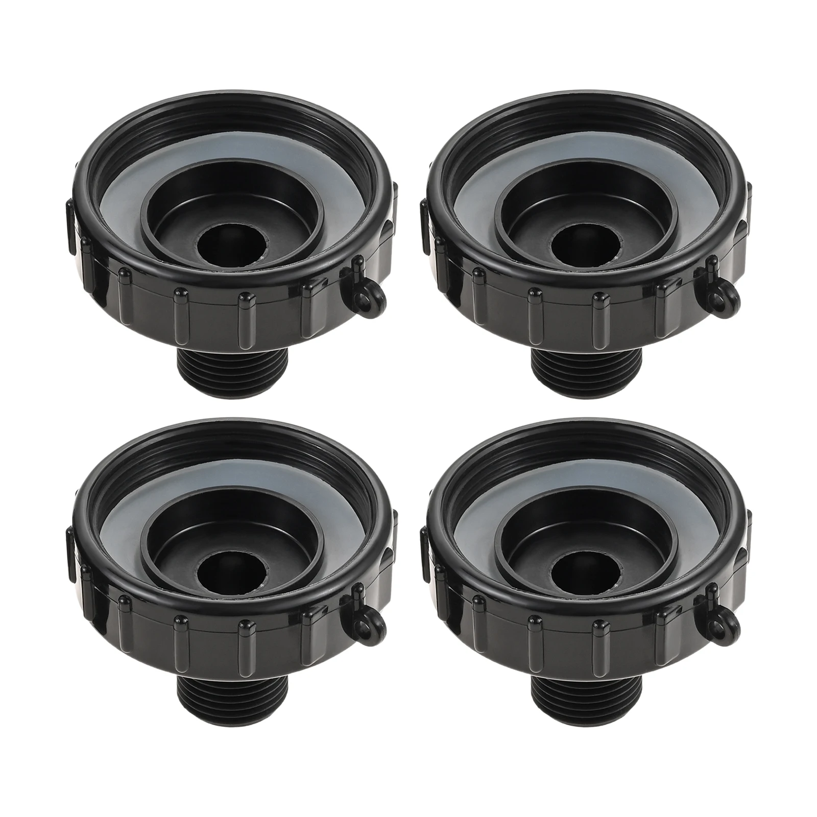 4pcs 250 Gallon IBC Tote Drain Adapters with LDPE Gaskets Black Plastic Garden Water Hose 2.44