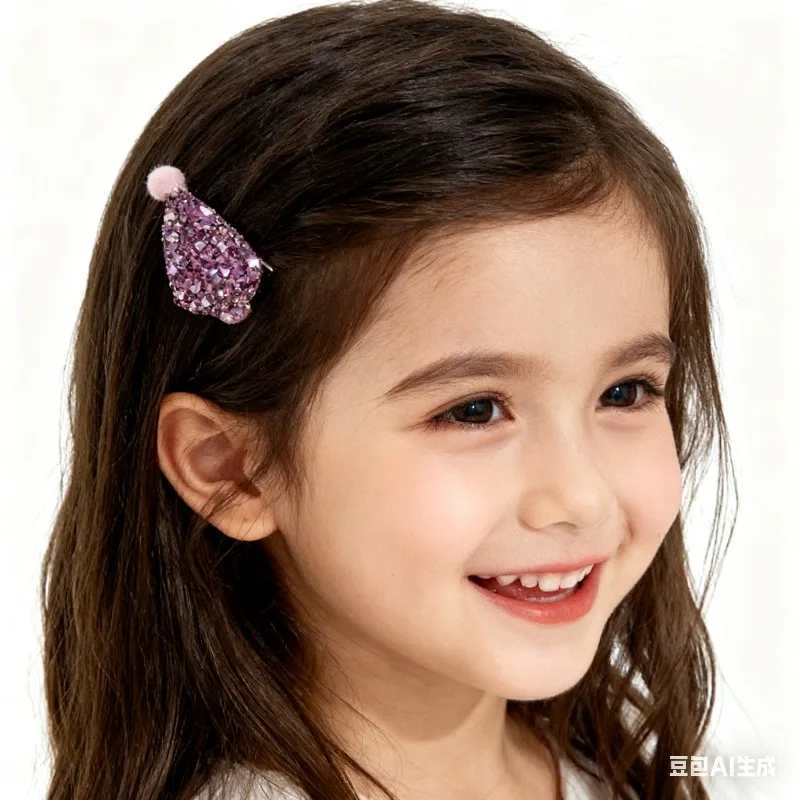 

1 пара корейских блестящих заколок для волос в виде рождественской елки для маленьких девочек, розовые боковые заколки и эластичная повязка на голову, головной убор