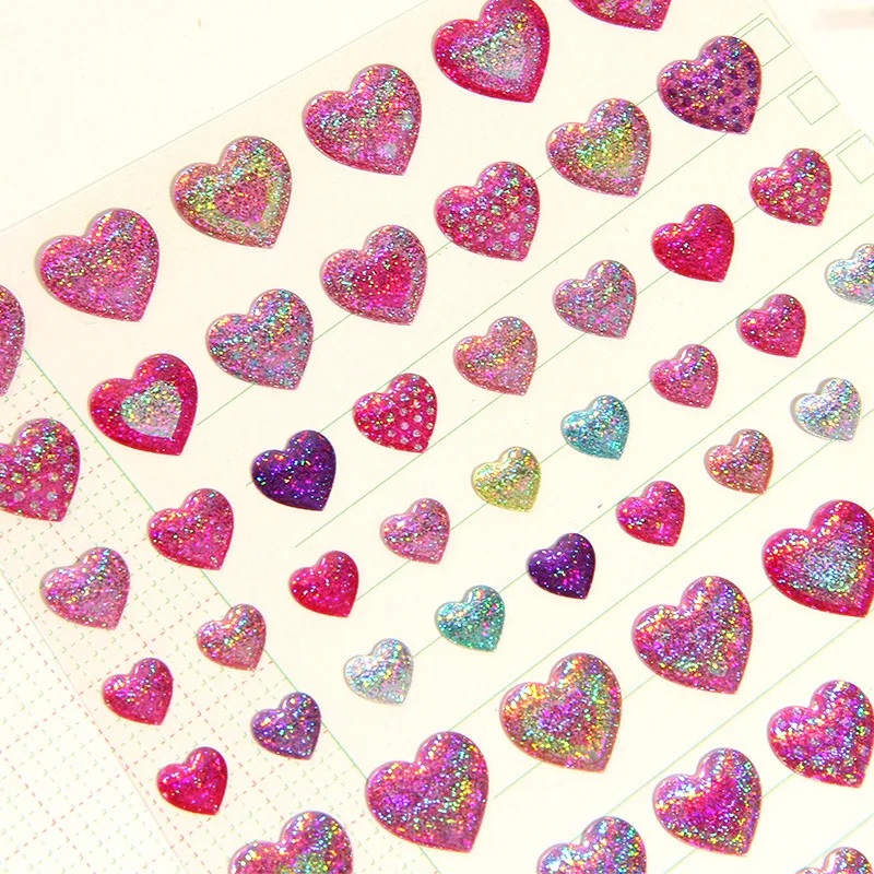 Crystal Love Star Sticker 3D Shiny Gem Three-Dimensional Sticker Phone Notebook Diary DIY Gift Decoration For Girl