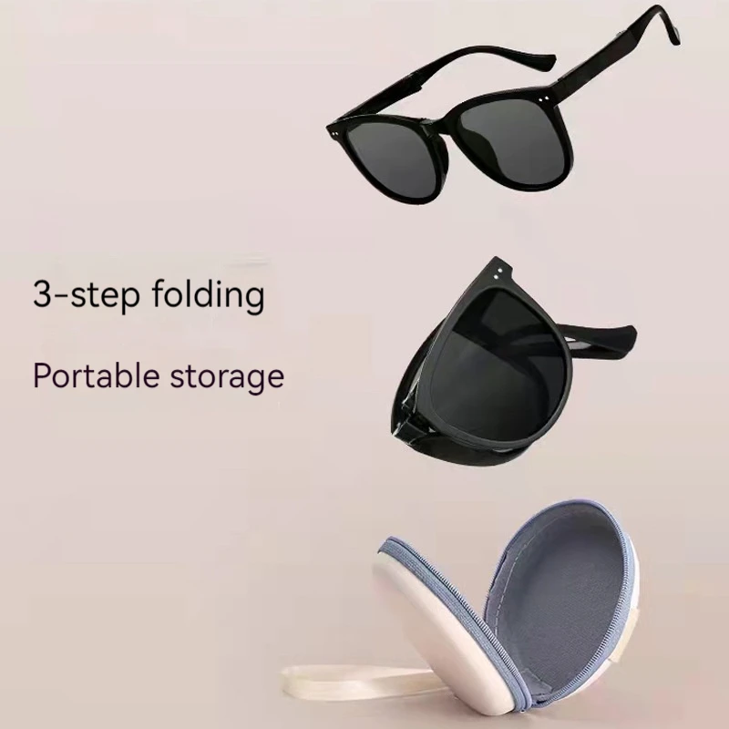 New Foldable Internet Celebrity Women's Brown Anti UV Sun Protection SunglaSSeS, Glasses, Men's