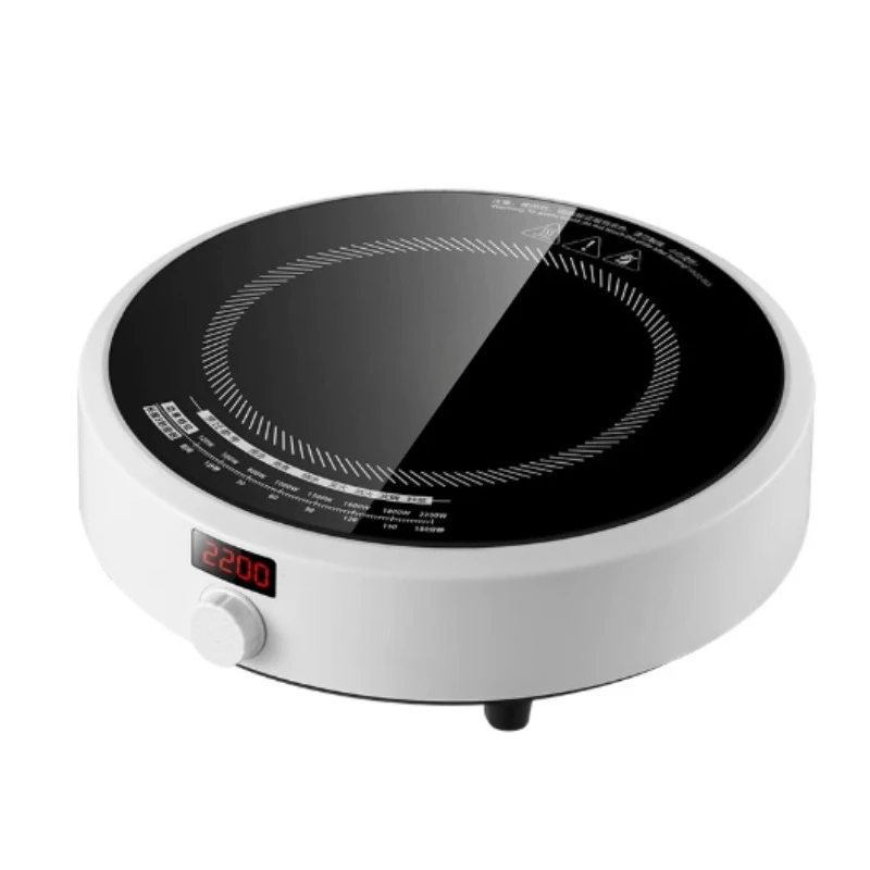 Round Smart Induction Cooker Household 2200W Inductions High Power Portable Cooktop Black Microcrystalline Panel