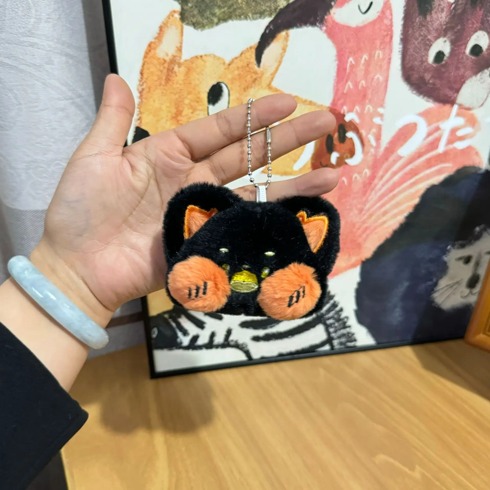 Estilo quente animais de pelúcia pelúcia colorido gato chaveiro grande cabeça estilo macio kawaii brithday presente para melhor amigo ou crianças